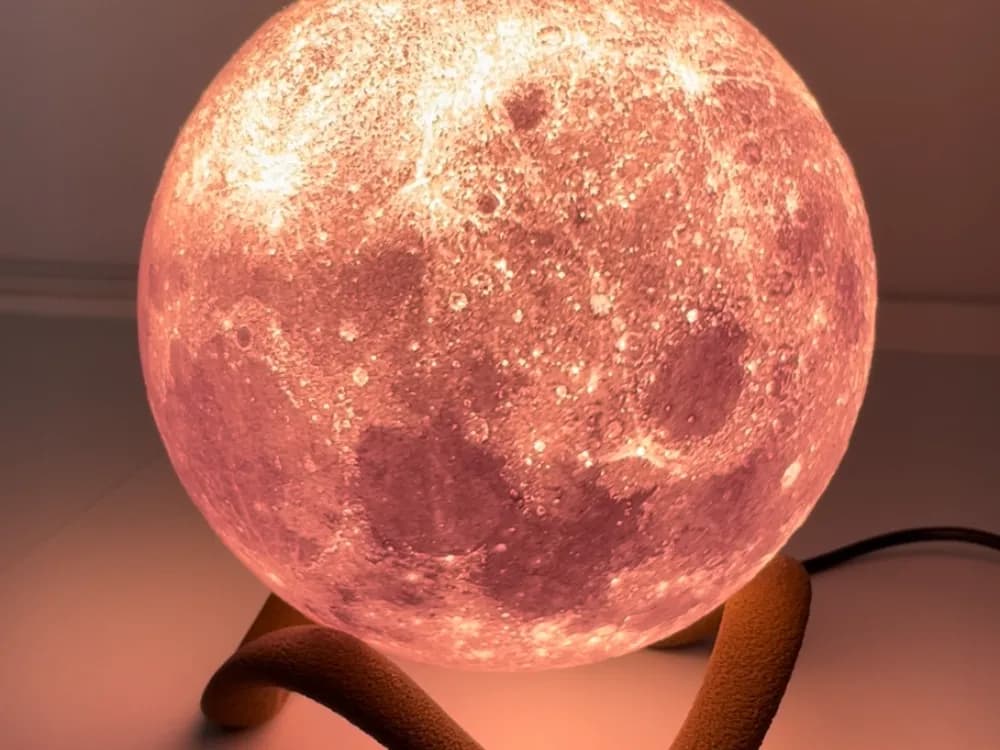 Lampe Lune avec Support Vague (Texture Fuzzy)