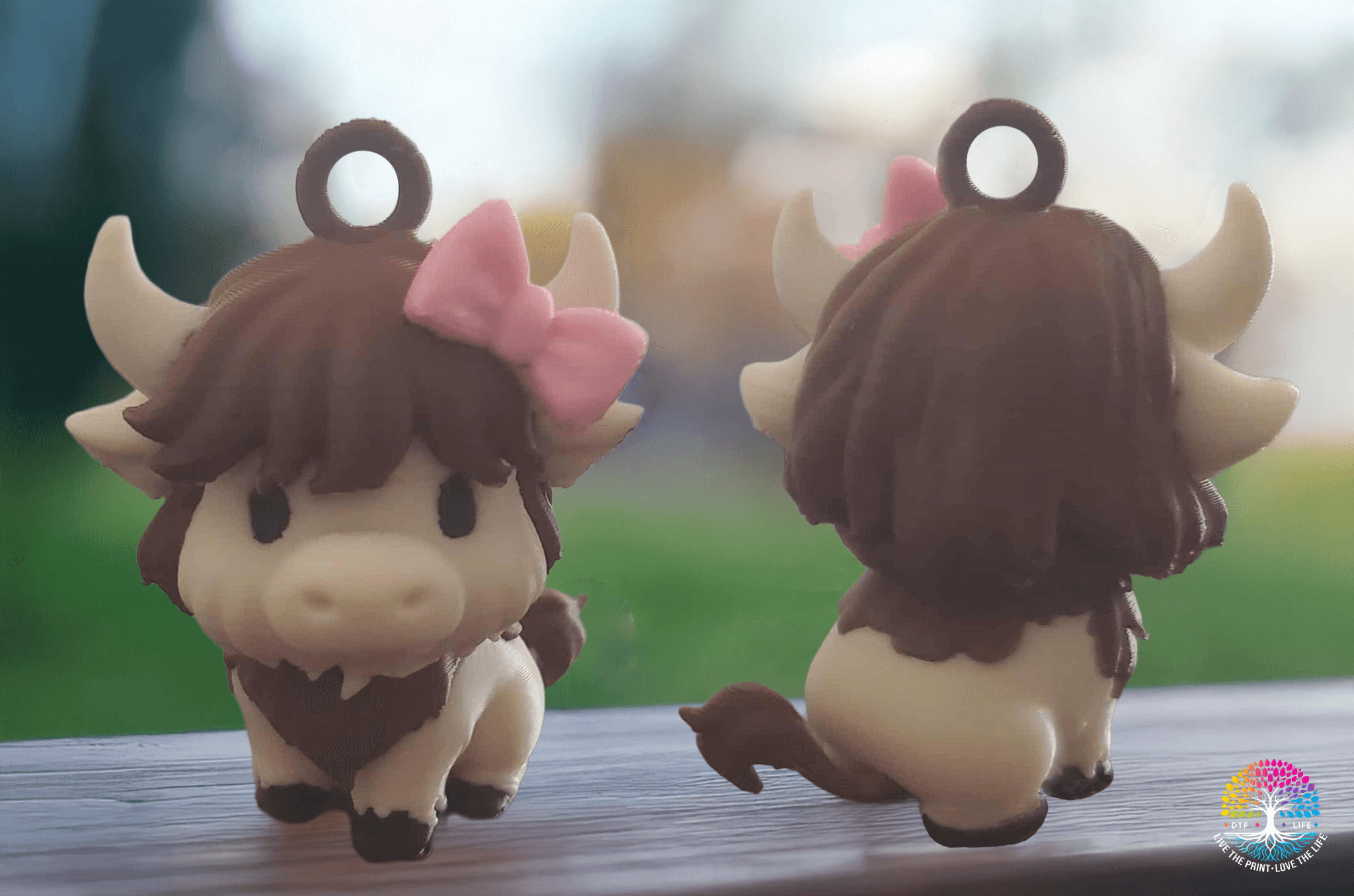 Mignon Chibi Highland Vache With Bow Porte-clés - Image 4
